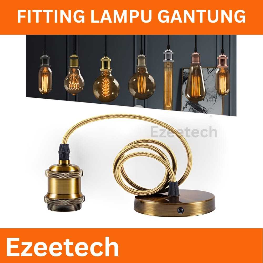 Fitting Gantung Lampu Edison Retro Alumunium E27 Fitting Gantung Cafe Lampu Dekor Vintage Minimalis