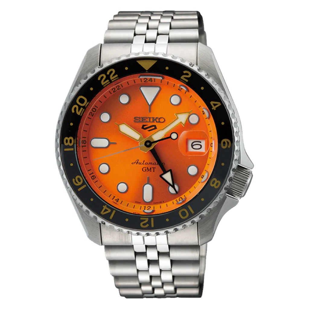 Jam Tangan Pria Seiko 5 Sport GMT SSK005K1 Orange Original