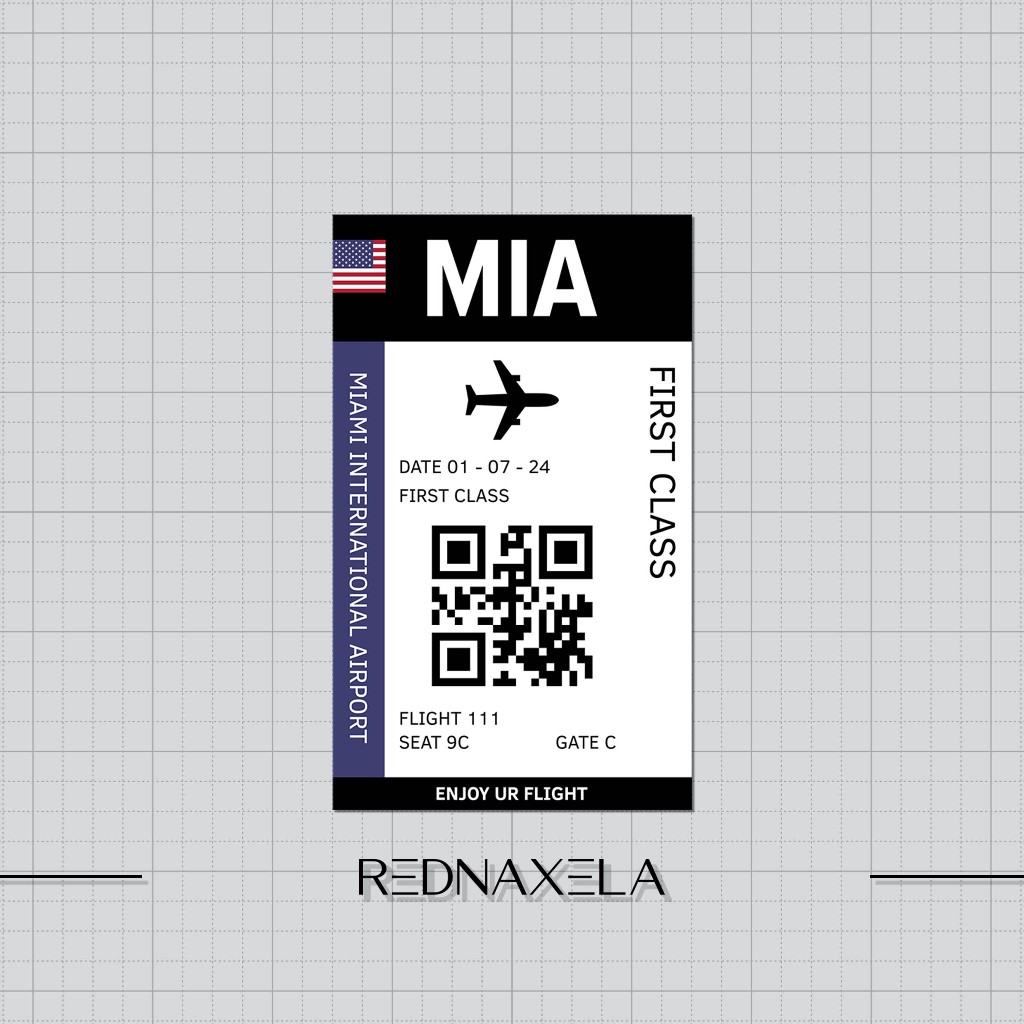 

Stiker Vinyl Airplane Ticket MIA Travel Suitcase Sticker