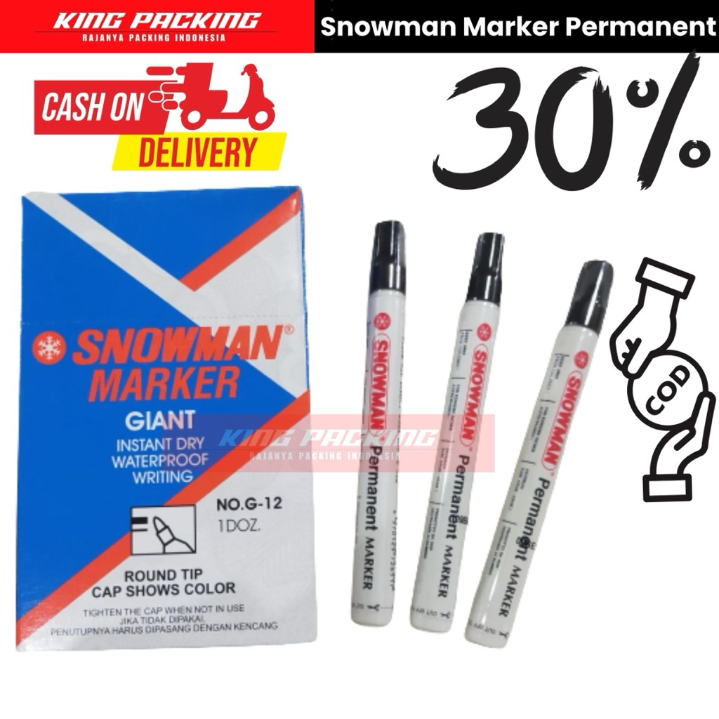

(12 Pcs) Spidol Snowman Permanent Marker G-12 Warna