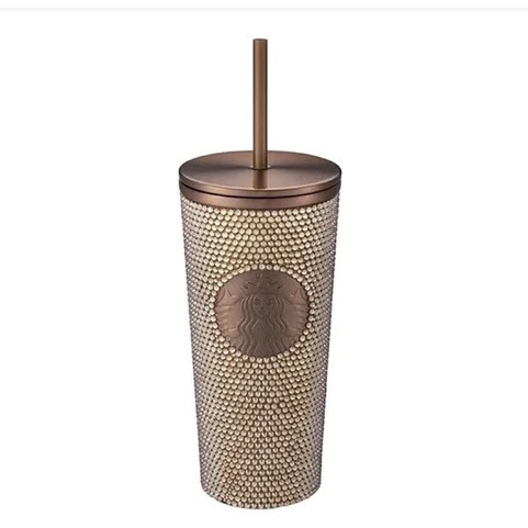 Tumbler Starbucks Bling Gold Champagne Rhinestone