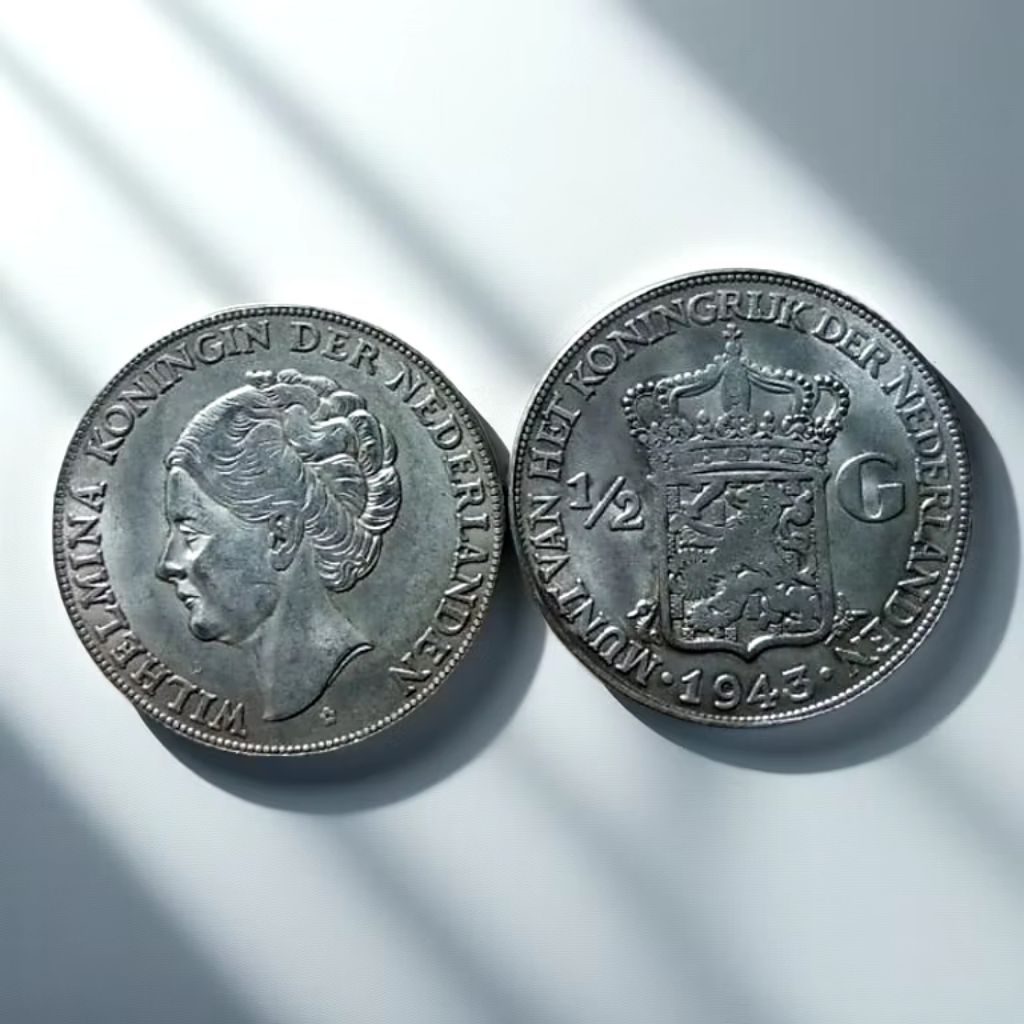 COD✅Koin Kuno Silver Perak Netherland Belanda Wilhelmina 1/2 Gulden Terlaris