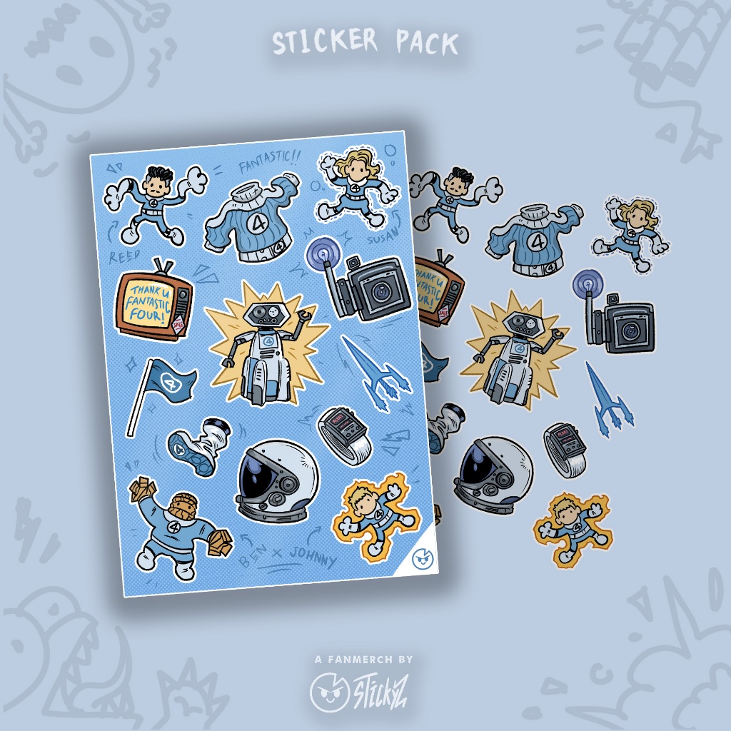 

Stickyz : Fantastic Fams sticker pack | FanMerch | stiker vinyl | kiss cut | stiker fantastic four | fanmerch marvel | marvel fantastic four