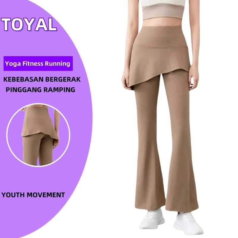 Celana Legging Cutbray Olahraga Wanit Celana Rok Pilates Yoga 2 in 1 High Waist Pants