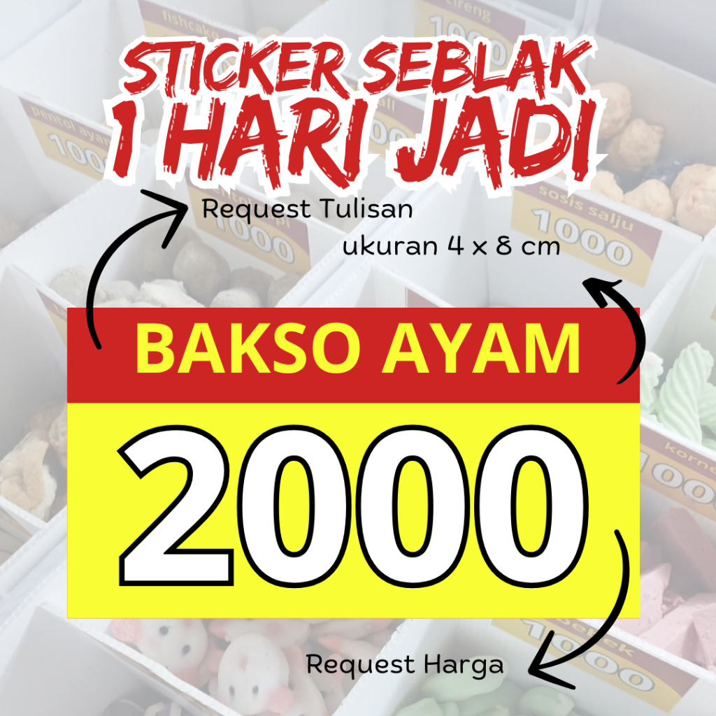 

( isi 38 pcs ) stiker harga anti air || Stiker seblak || stiker Harga custom || Stiker makanan