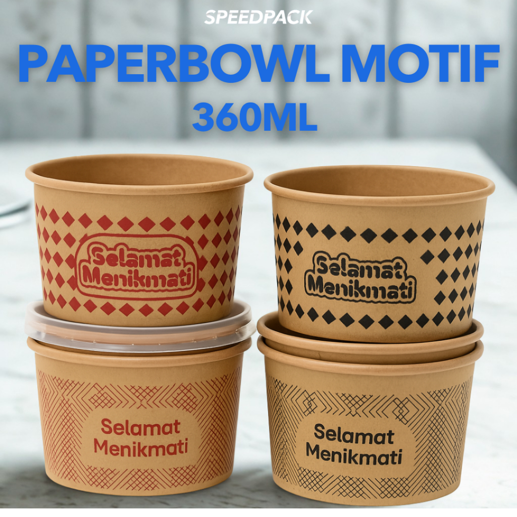 Paperbowl 360ML PRINTING MOTIF SELAMAT MENIKMATI ISI 25PCS MANGKOK KERTAS