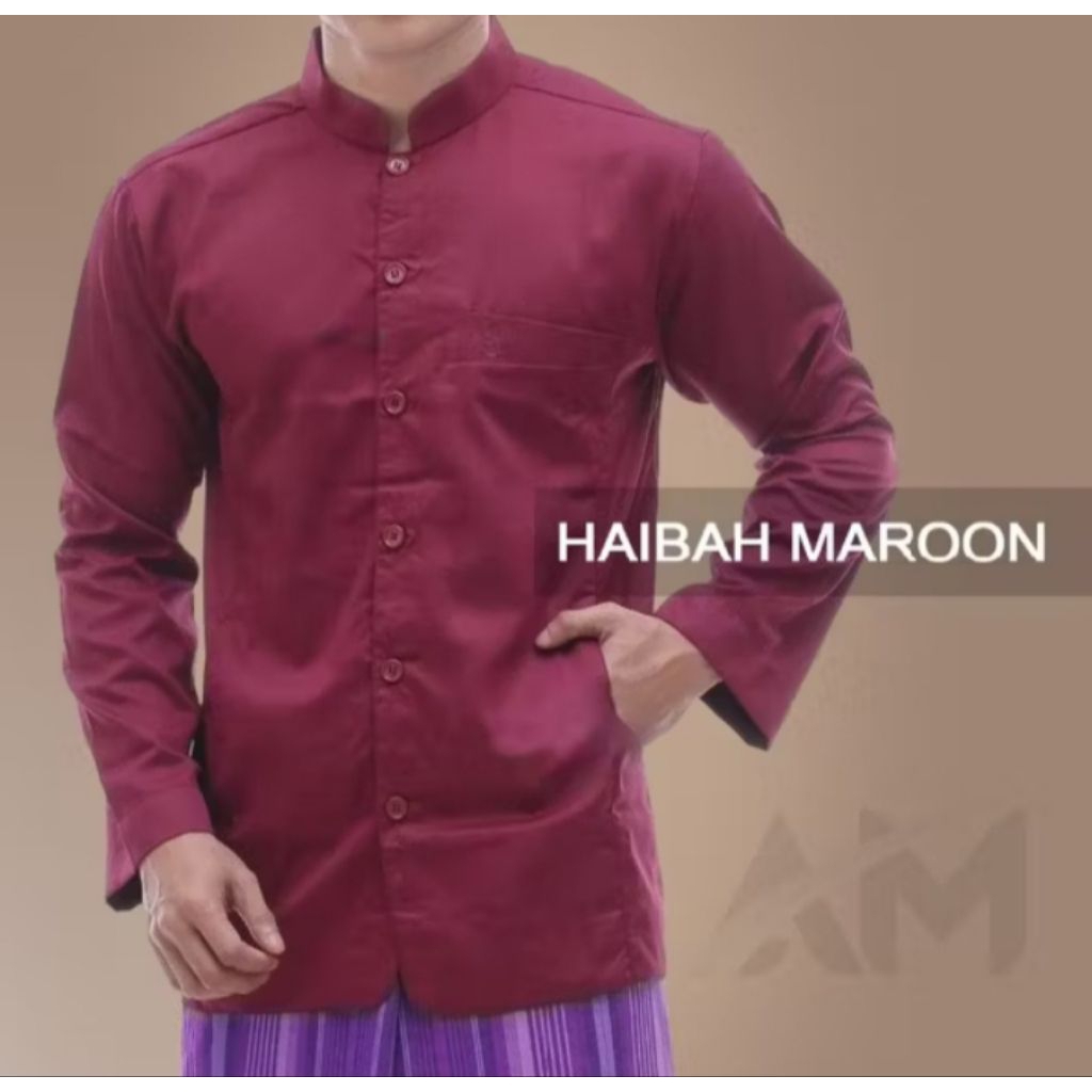 Baju Koko pria dewasa lengan panjang Koko Haibah saku samping Koko Ammu