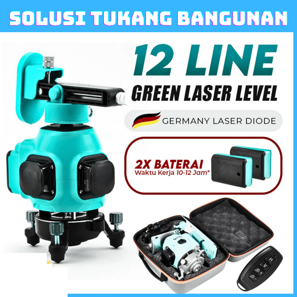 COD Lai Chuang Laser Leveling Green Laser 12 Line meteran waterpass digital alat tukang bangunan -