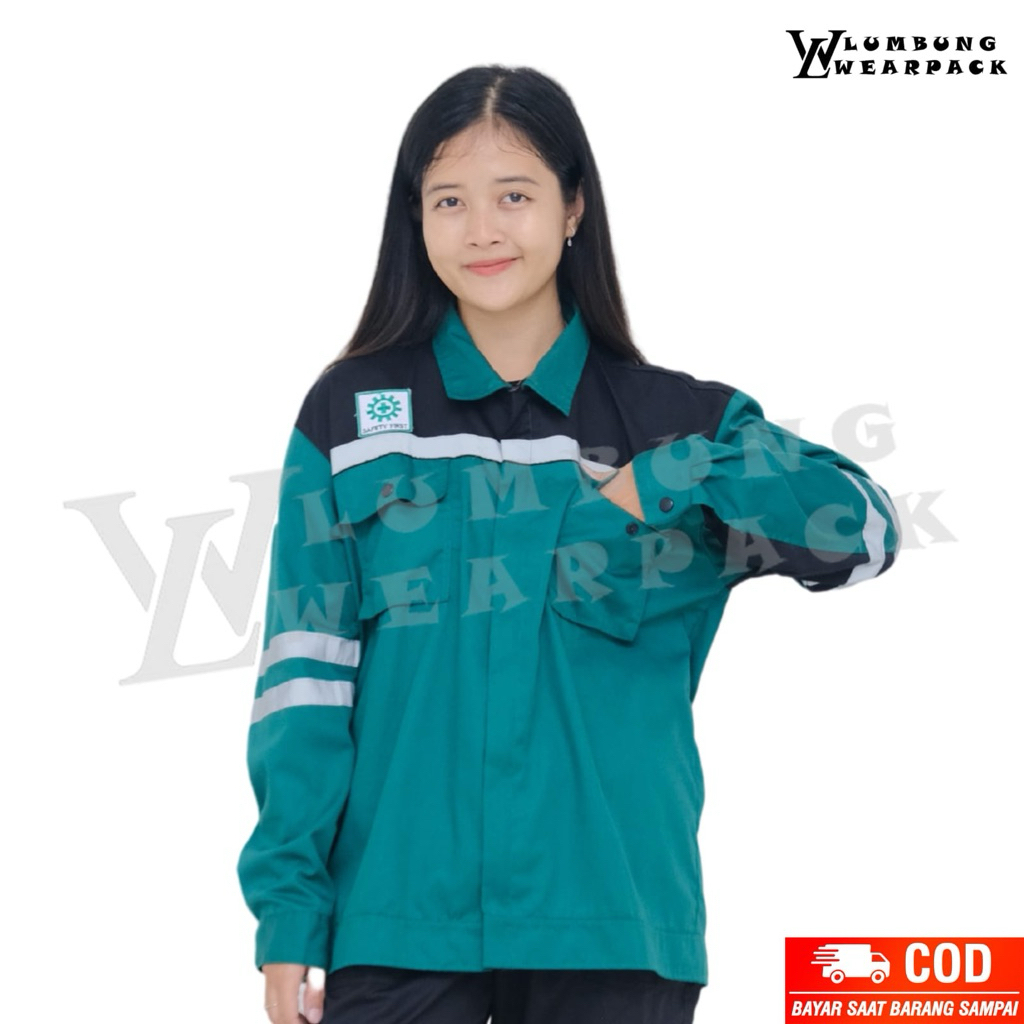 ATASAN WEARPACK SAFETY  WARNA HIJAU KOMBINASI HITAM