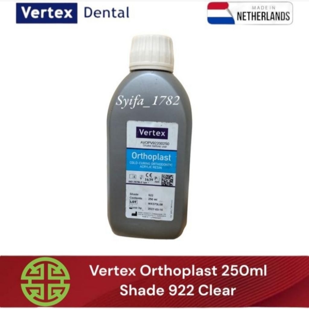 Vertex Orthoplast Shsde 922 Clear 250 ml dental lab produk