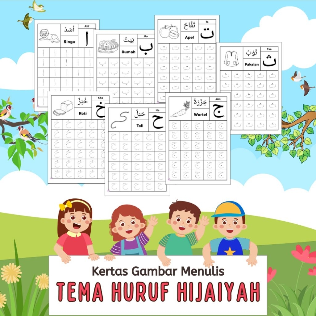 

30 LEMBAR KERTAS MENULIS MEWARNAI ANAK TEMA HURUF HIJAIYAH (READY LANGSUNG KIRIM)