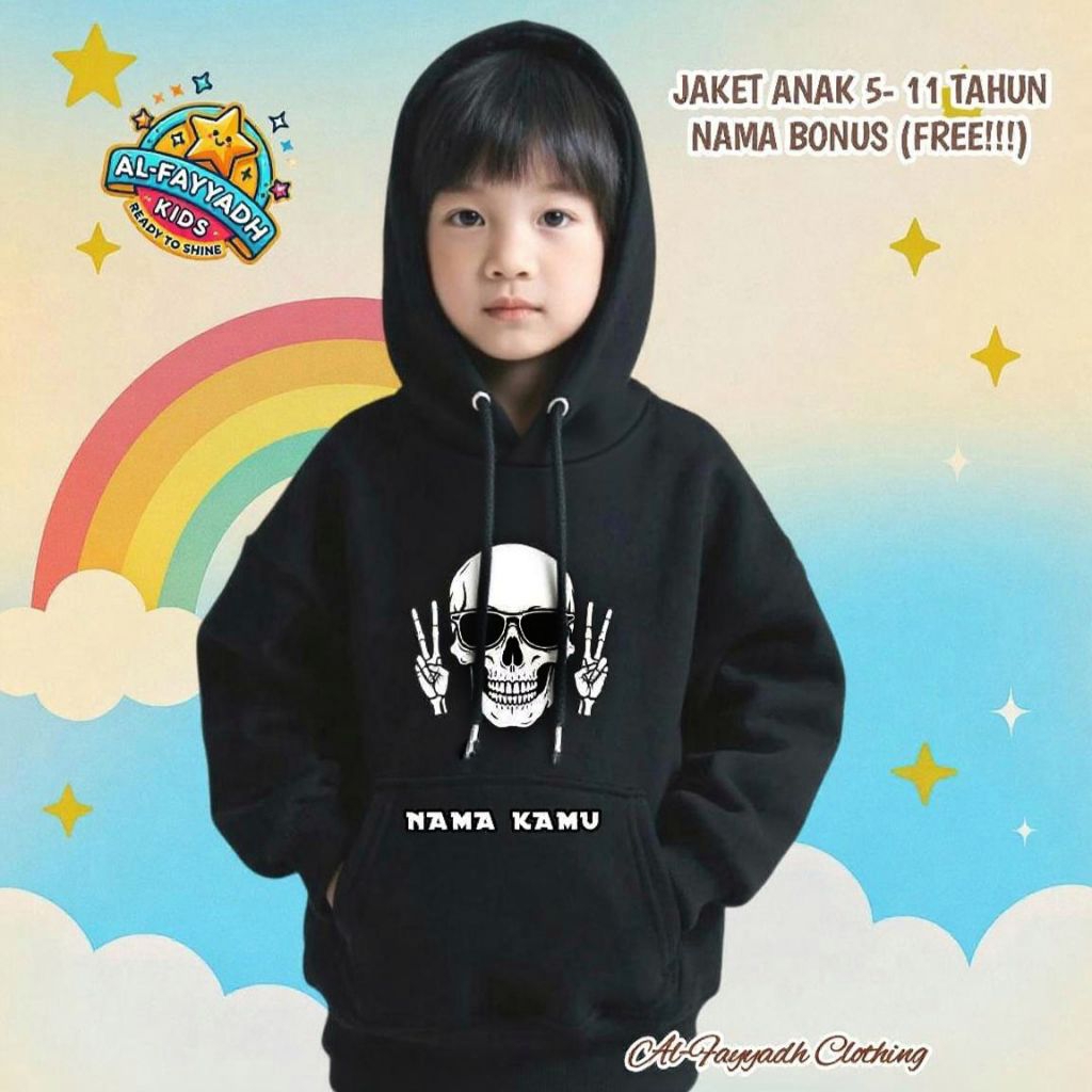 JAKET SWEATER HOODIE TENGKORAK ANAK LAKI LAKI USIA 6 -12 TAHUN / FASHION ANAK COWOK KEREN