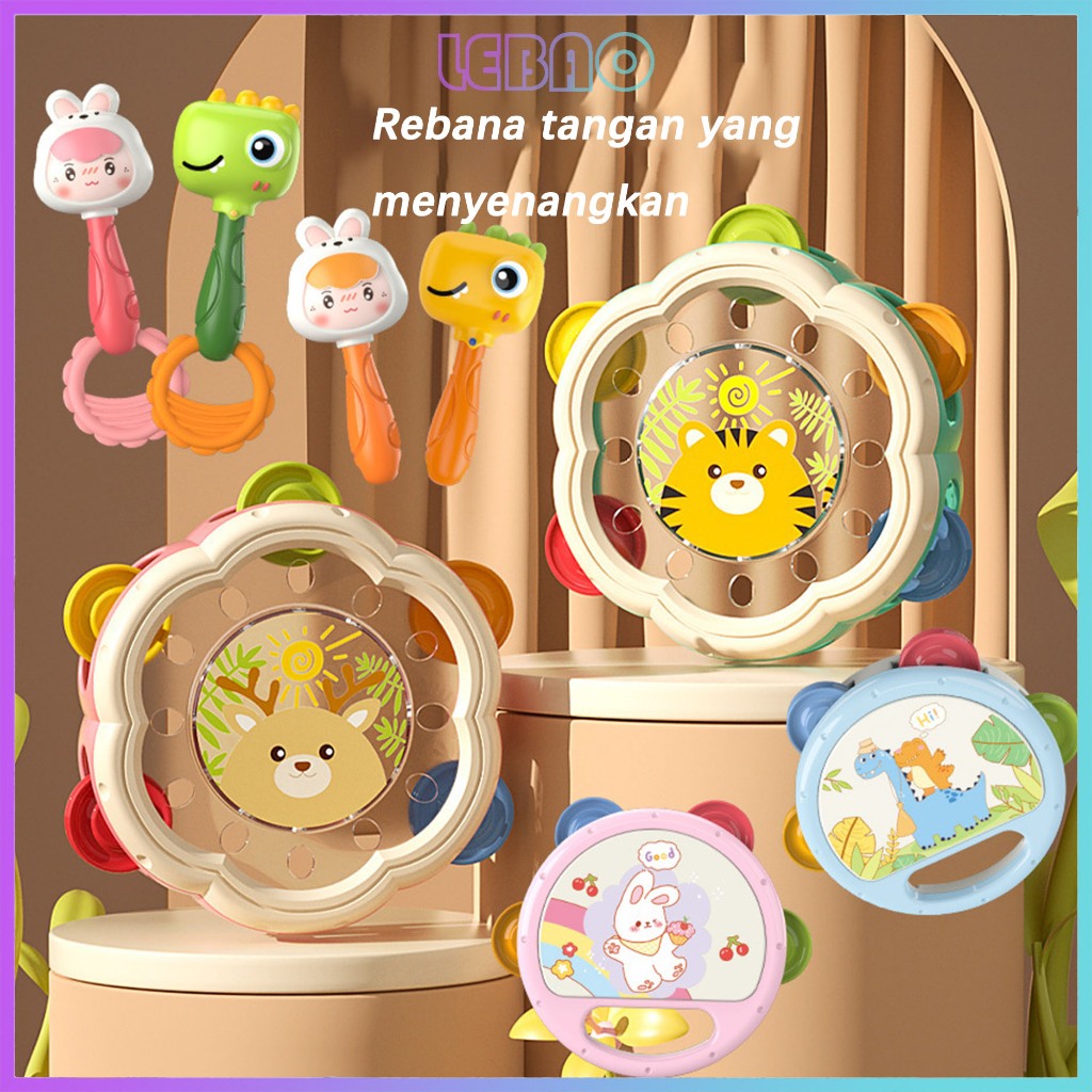LEBAO Tambourine Hewan Character / Tamborin Mainan Alat Musik Anak / Mainan Alat Musik Tamborin