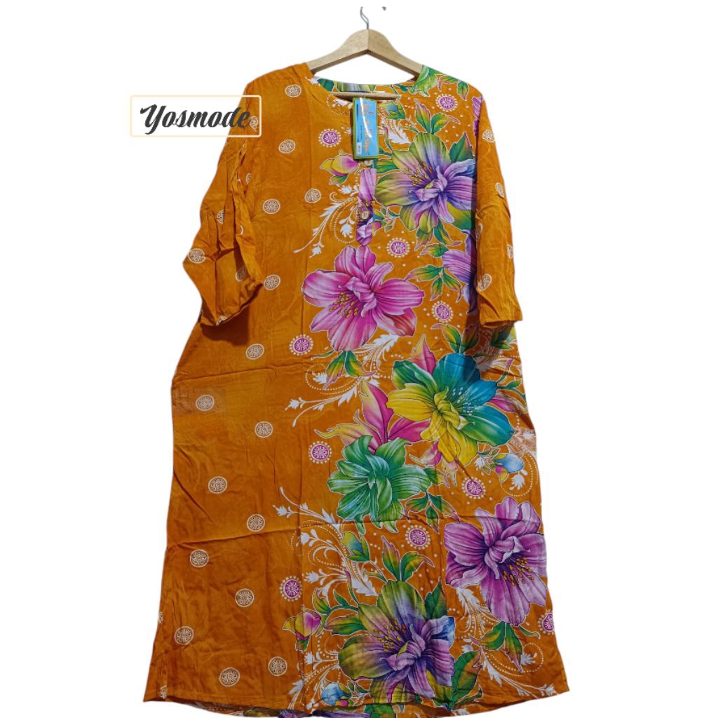 DASTER 19 BATIK KENCANA UNGU LEBEL BIRU DRESS SANTAI WANITA LENGAN 7/8 ASLI KENCANA UNGU LD 120 PB 1