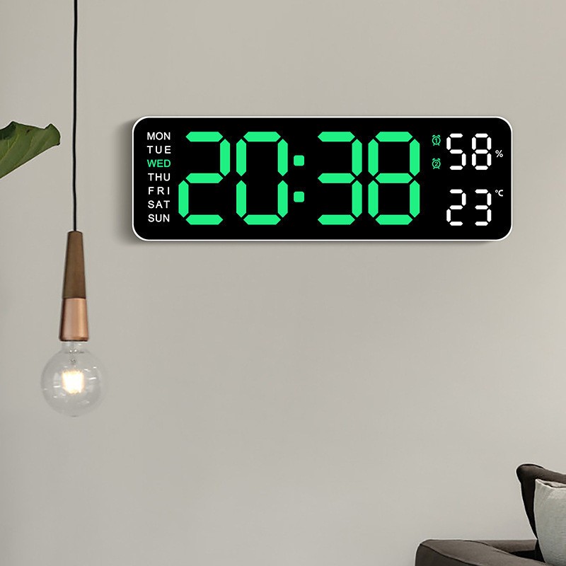 Dinding Elektronik LED Jam Dinding LED Digital Besar dengan Kalender Alarm Suhu Ukuran 23 cm LED Jam