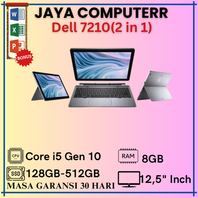 Tablet Dell latitude 7210 (2 in 1) Core i5 gen 10210U RAM 8 SSD 256GB Layar 12,5" Inch laptop second