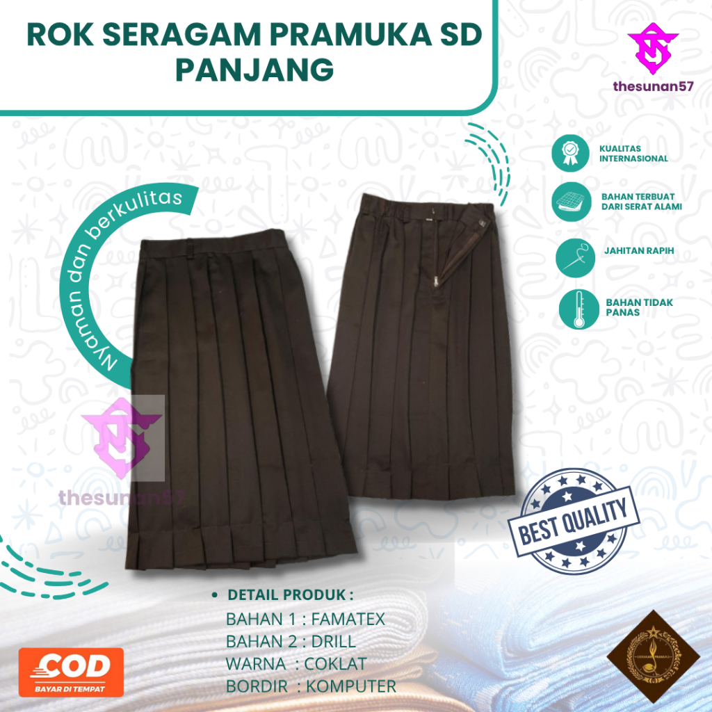 ROK PRAMUKA SD | ROK PRAMUKA PANJANG SD | ROK PRAMUKA MURAH BAHAN PREMIUM