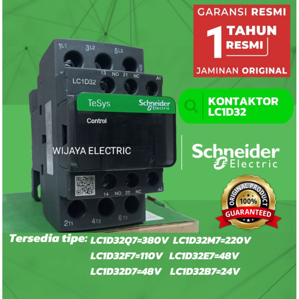 Contactor Kontaktor LC1D32Q7 380V / LC1D32M7 220V / LC1D32F7 110V / LC1D32E7 48V / LC1D32D7 42V / LC