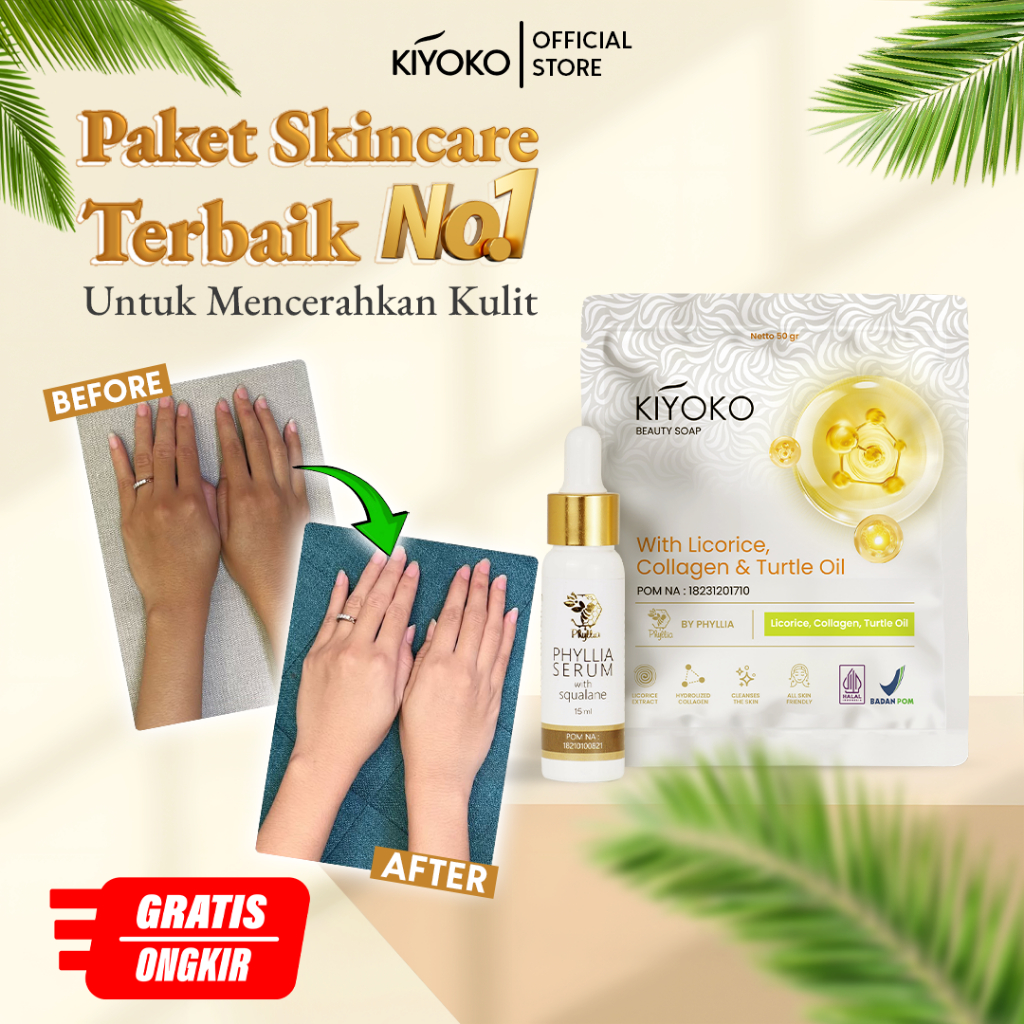 No.1 Paket Mencerahkan Kulit! Kiyoko Soap + Serum Phyllia BPOM