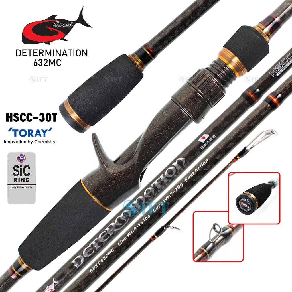 Joran BC G-TECH DETERMINATION 180 190 195 CM | Fuji Guides + Seat | Bait Casting Rawa Resmi GTech | 