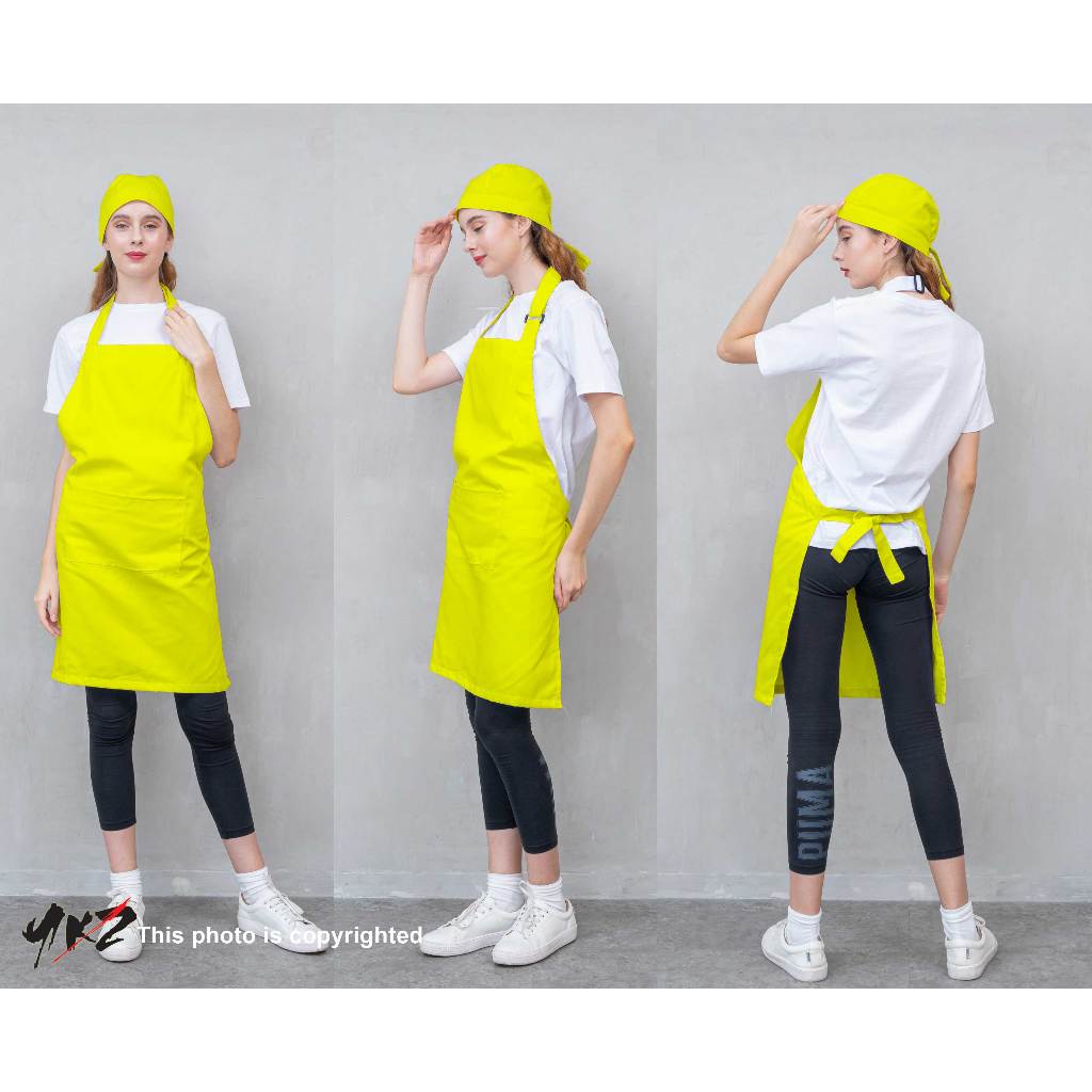 <apron>apron barista / celemek barista / apron chef / apron polos warna kuning