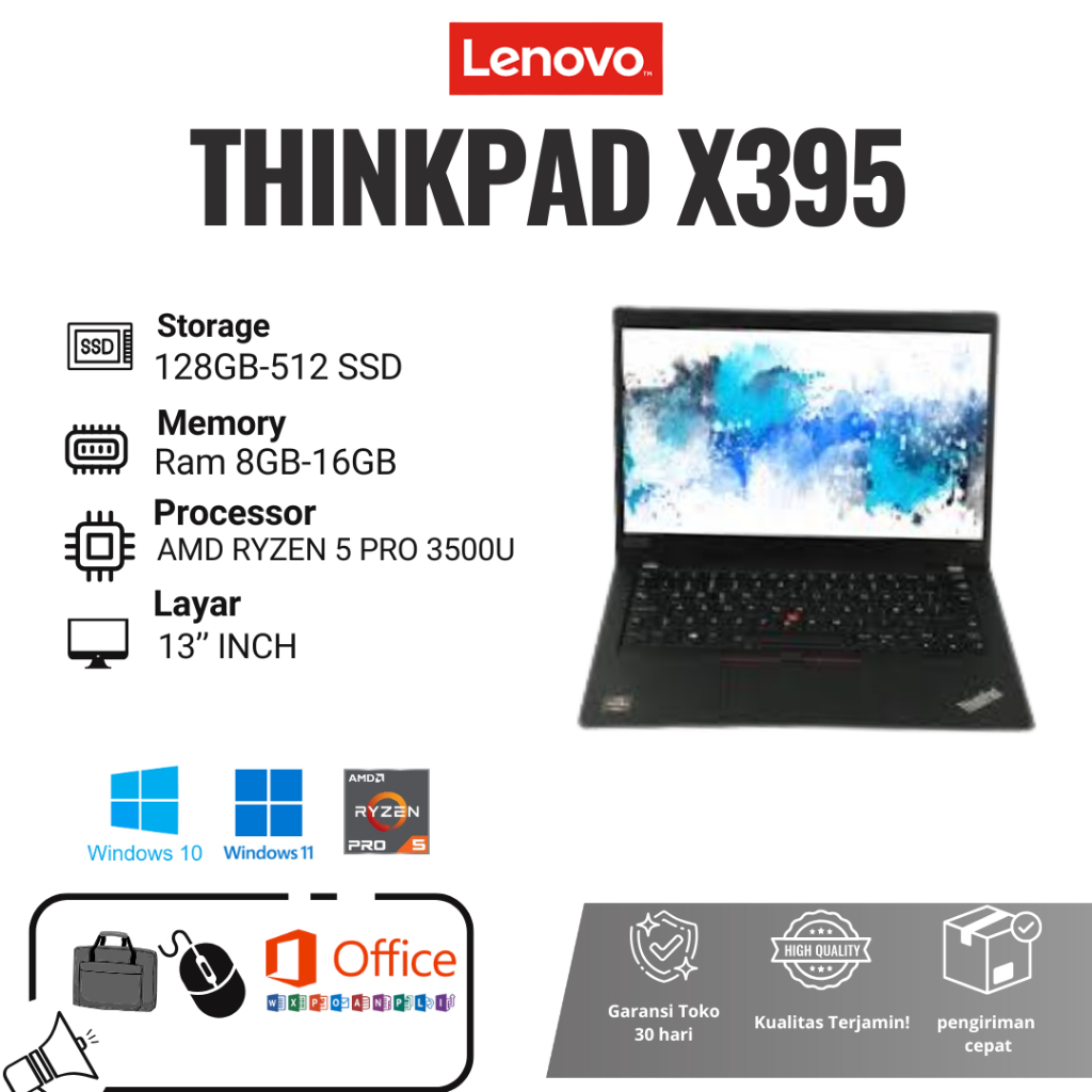 Lenovo Thinkpad X395 Ryzen 5 Pro3500u RAM 8GB SSD256GB HD (backlight) - Ryzen 3 Pro, 8GB/512GB