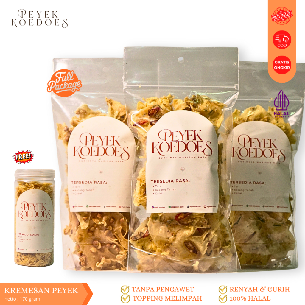 

PEYEK KOEDOES - Rempeyek POUCH | Peyek Kacang | Peyek Teri Medan | Peyek Teri Cabai Rawit