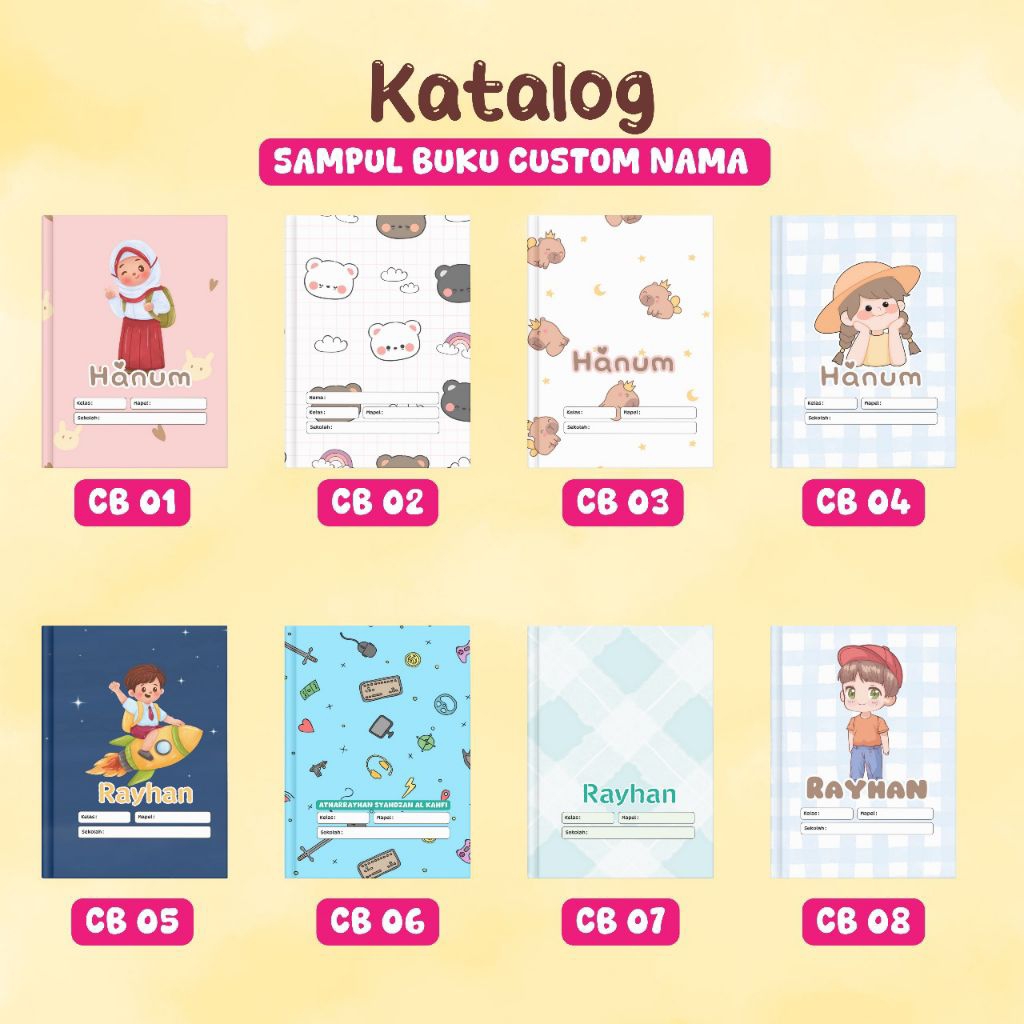 

Sampul Buku Custom Nama/sampul buku tulis/sampul buku anak