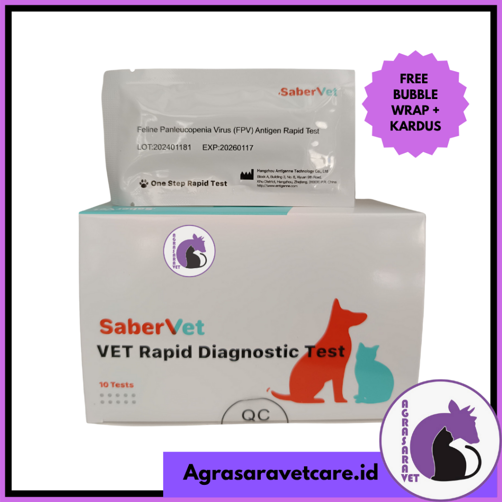 Sabervet FPV TEST KIT 1 BUAH - Rapid Test Kit Feline Panleukopenia Kucing