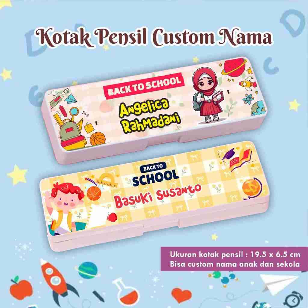 

Tempat pensil custom nama dan sekola / pencil case Aesthetic / Kotak Pensil Minimalis