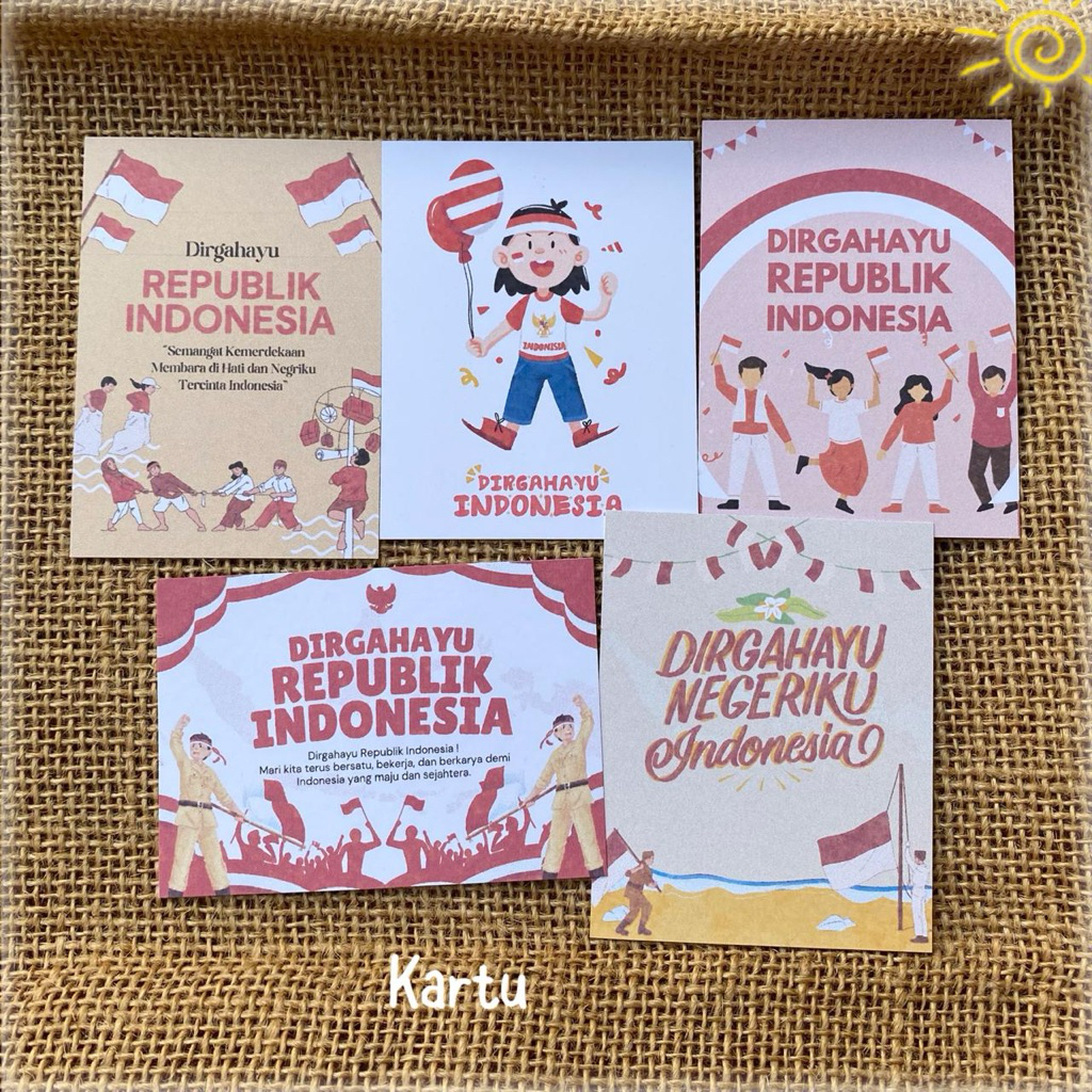 

1 (satu) biji kartu ucapan selamat hari kemerdekaan indonesia 17 agustus