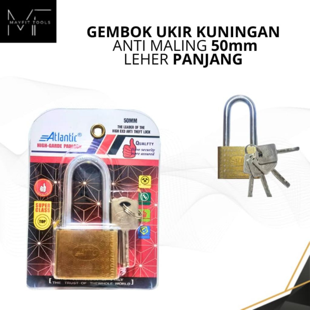 Gembok Anti Maling/Gembok Baja Kuningan 50mm panjang