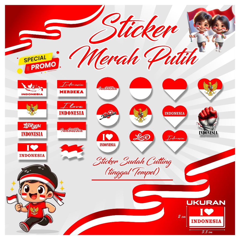 

(COD)Stiker Pipi Bendera Indonesia / Sticker Merah Putih / Sticker Bendera Tempel Pipi / Anak Dewasa