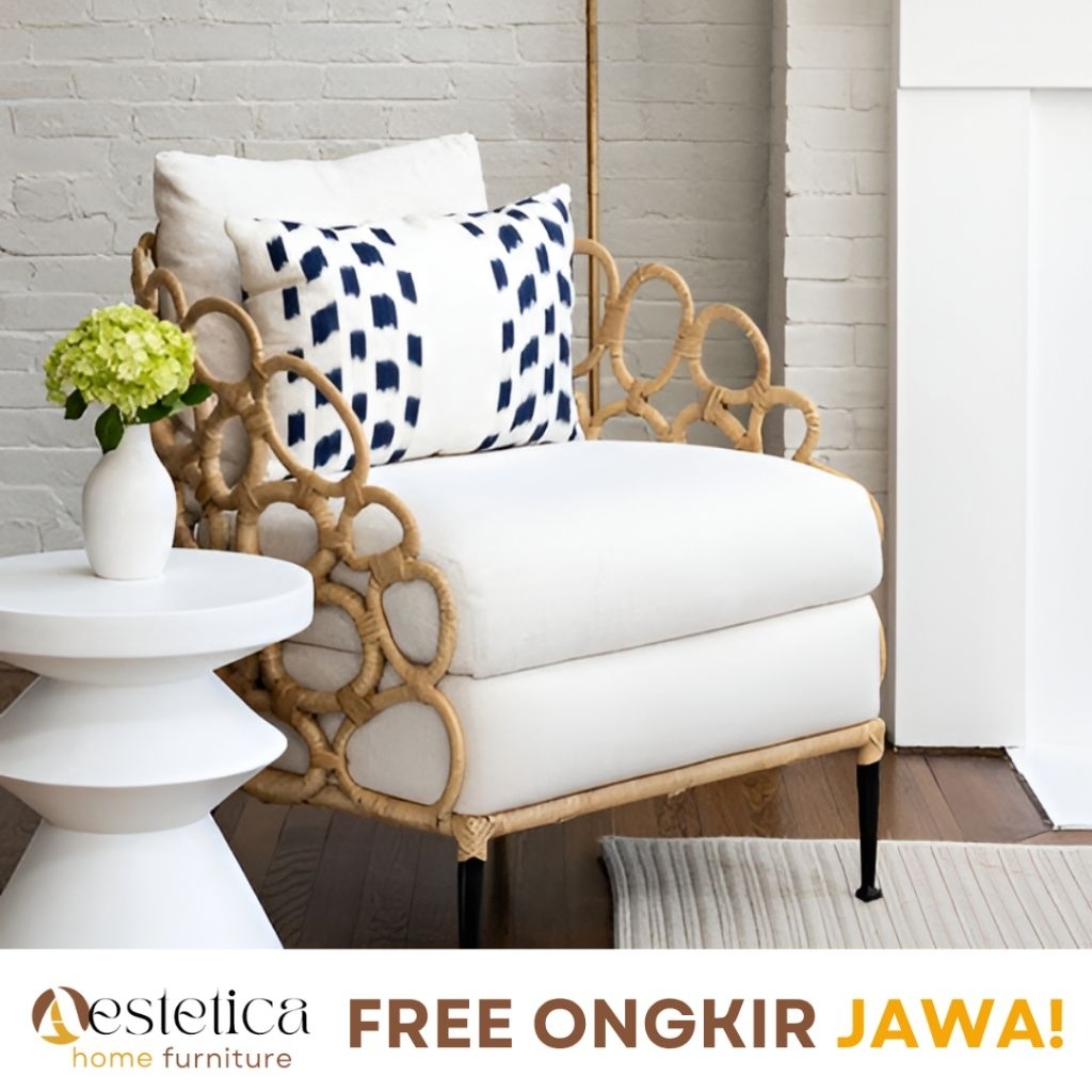 (FREE ONGKIR JAWA) ELLA LOUNGE CHAIR / KURSI ROTAN /SOFA ROTAN / KURSI MALAS ROTAN By Aestetica Furn
