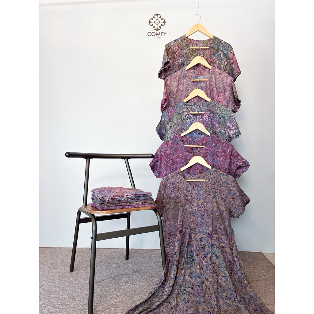 Daster Klok Marisa Payung Sogan Mono Batik Cap Jumbo LD 110cm dan 120cm Cap Solo | Busui Ibu Hamil F