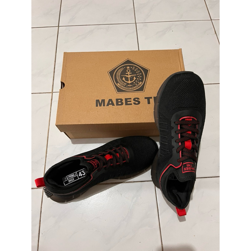 Sepatu Jatah Olga Hitam Merah Mabes TNI Original