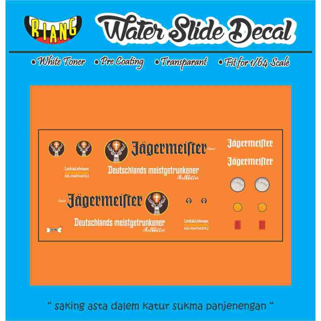 Decal Waterslide Hot Wheels VW T1 Panel Jagermeister