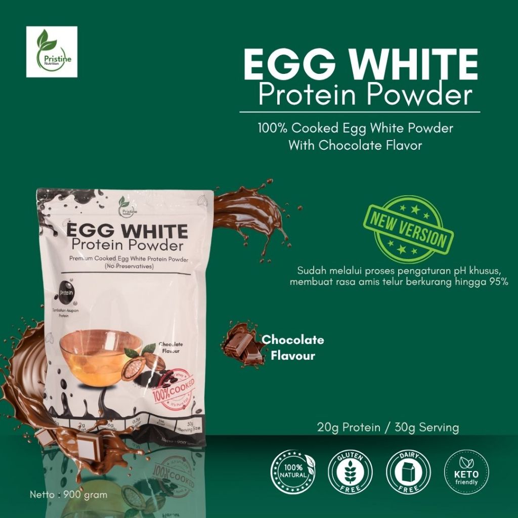 

Protein Putih Telur Egg White Protein Powder Coklat Pristine Nutrition