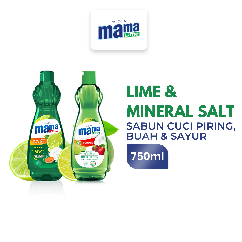 MAMA LEMON SABUN CUCI PIRING JERUK NIPIS & MAMA LIME BOTOL 750 ml Pencuci Piring Gelas Sayuran Buah 