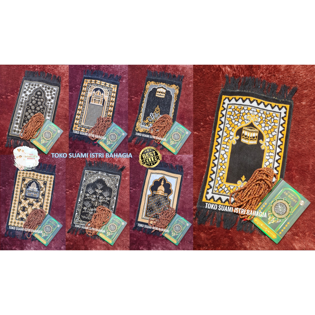 Sajadah Hitam Izmir Black Series Grade A 35 x 55 / 60 Cm Turki Anak Kepala Travel Tebal Bulu Halus