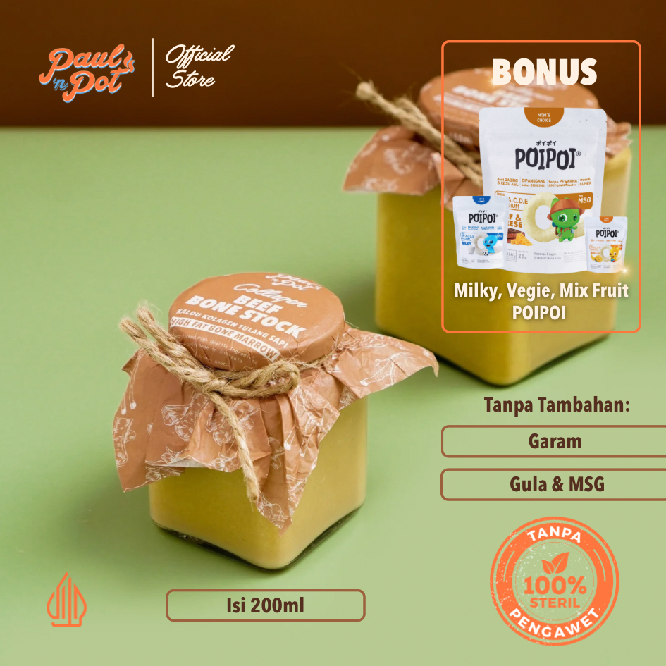 

Collagen Beef Bone Stock - Kaldu Kolagen Tulang Sapi - Trial Jar 200ml - Bone Broth MPASI