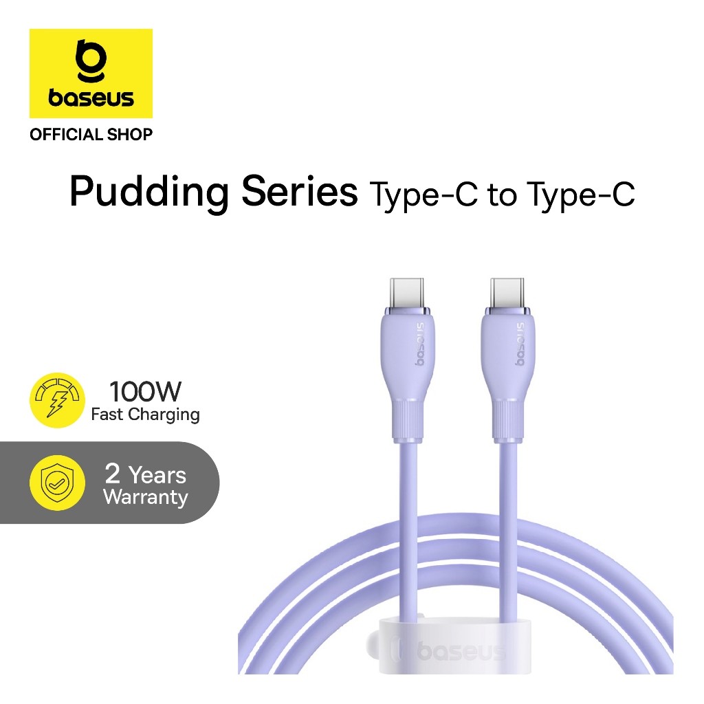 Baseus Kabel Data Pudding Series Fast Charging Cable Type-C to Type-C 100W 1.2m & 2m