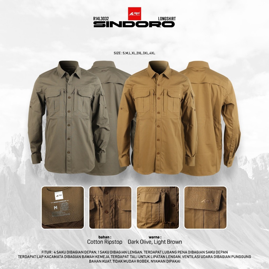 Kemeja Lengan Panjang Pria Sindoro Arei Outdoorgear