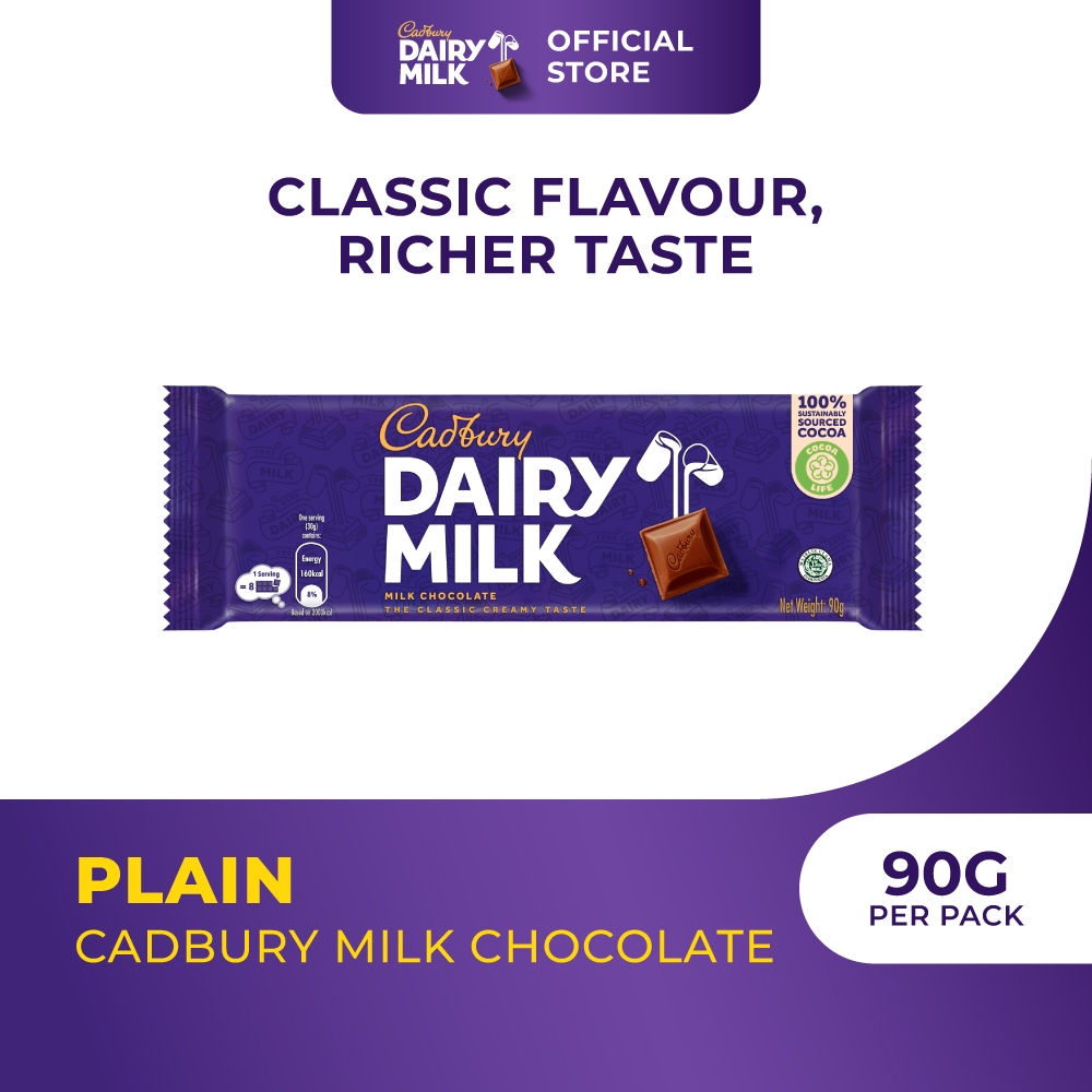 

Cadbury Dairy Milk Chocolate 90gr | Cokelat Susu Original Premium Cemilan Favorit Keluarga