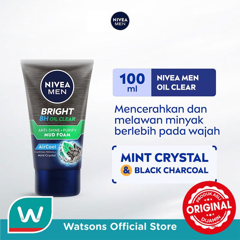 Nivea MEN Bright 8H Oil Clear Anti-Shine + Purify Mud Foam 100mL