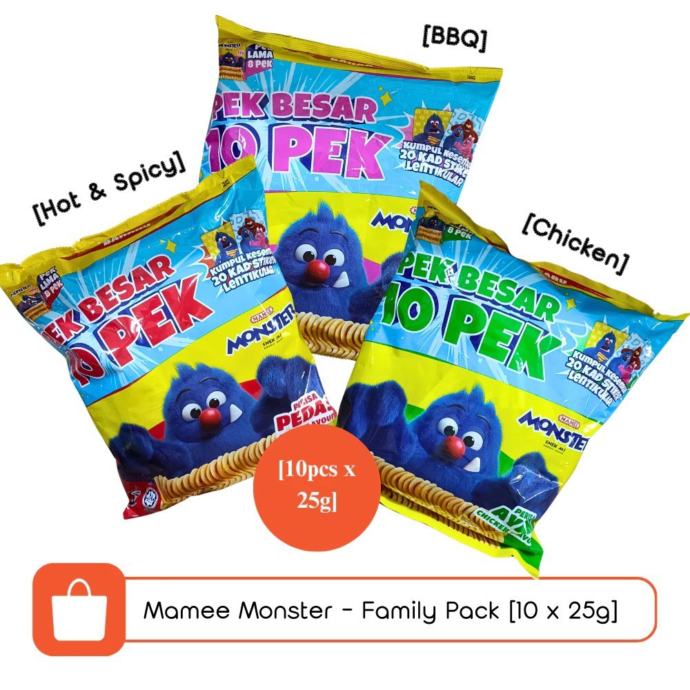 

MAMEE MONSTER EDISI BARU BIG PACK ISI 10BKS AYAM BBQ PEDAS CEMILAN HALAL SNACK