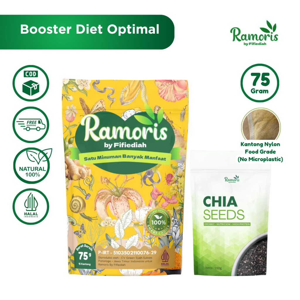

Ramoris Teh Rimpang + Chia Seed Detox Pencernaan - 15 Kantong 75 gram