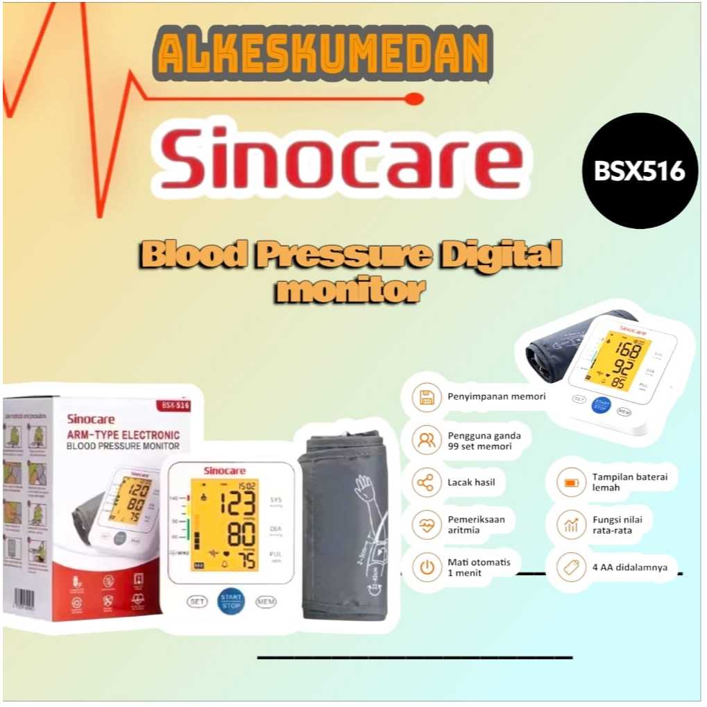 SINOCARE BLOOD PRESSURE SIGITAL BSX516/ALAT CEK TENSI DIGITAL SINOCARE BSX516