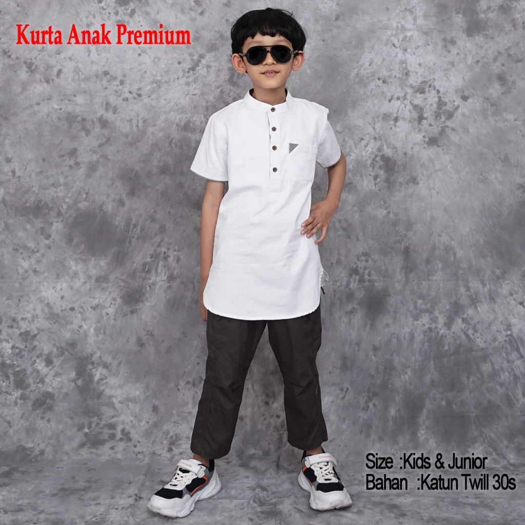 Baju Koko Anak Katun Tangan Pendek – Model Abdillah Elegan & Adem untuk Usia 5-14 Tahun
