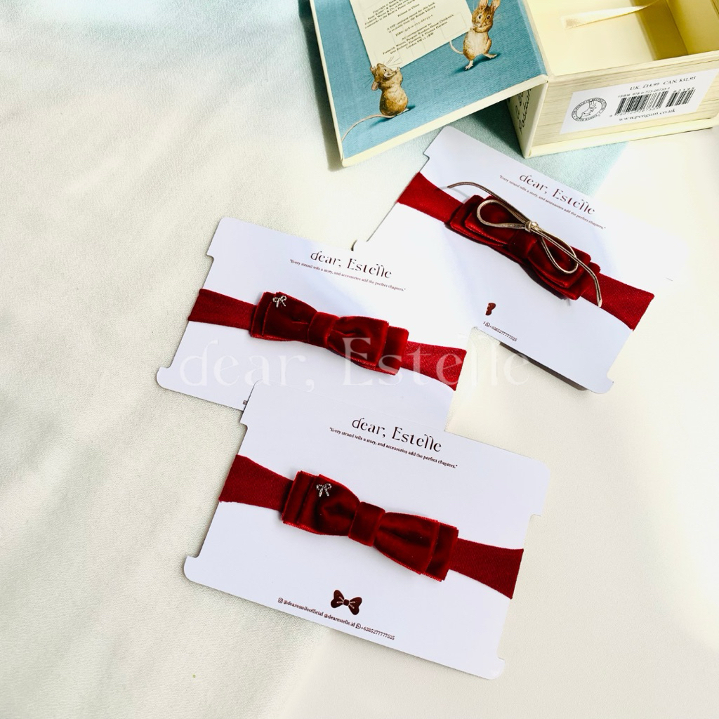 DEAR ESTELLE Baby Headband Velvet Coquette Ribbon | Bandana Baby | Bando Baby | Bando Anak | Headban